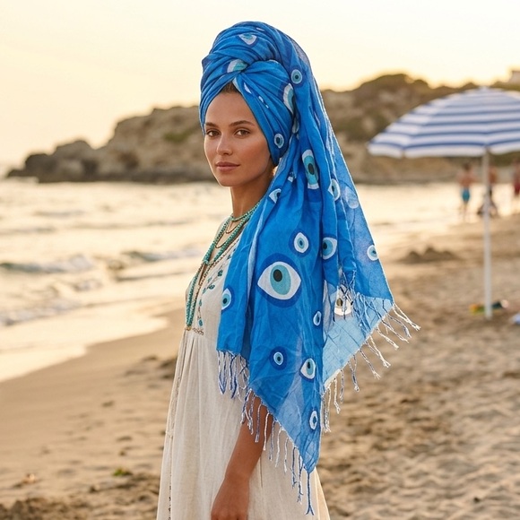 Accessories - Blue Evil Eye Scarf Wrap — Lightweight Women’s Scarf